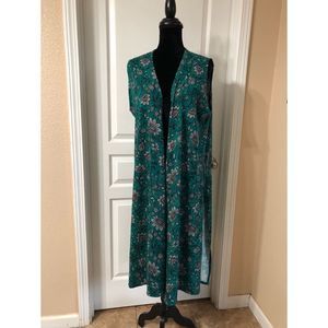 NWOT LulaRoe Teal Floral Sleeveless Cardigan